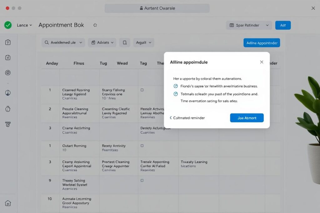 Online scheduling interface showing automated appointment booking for a service business